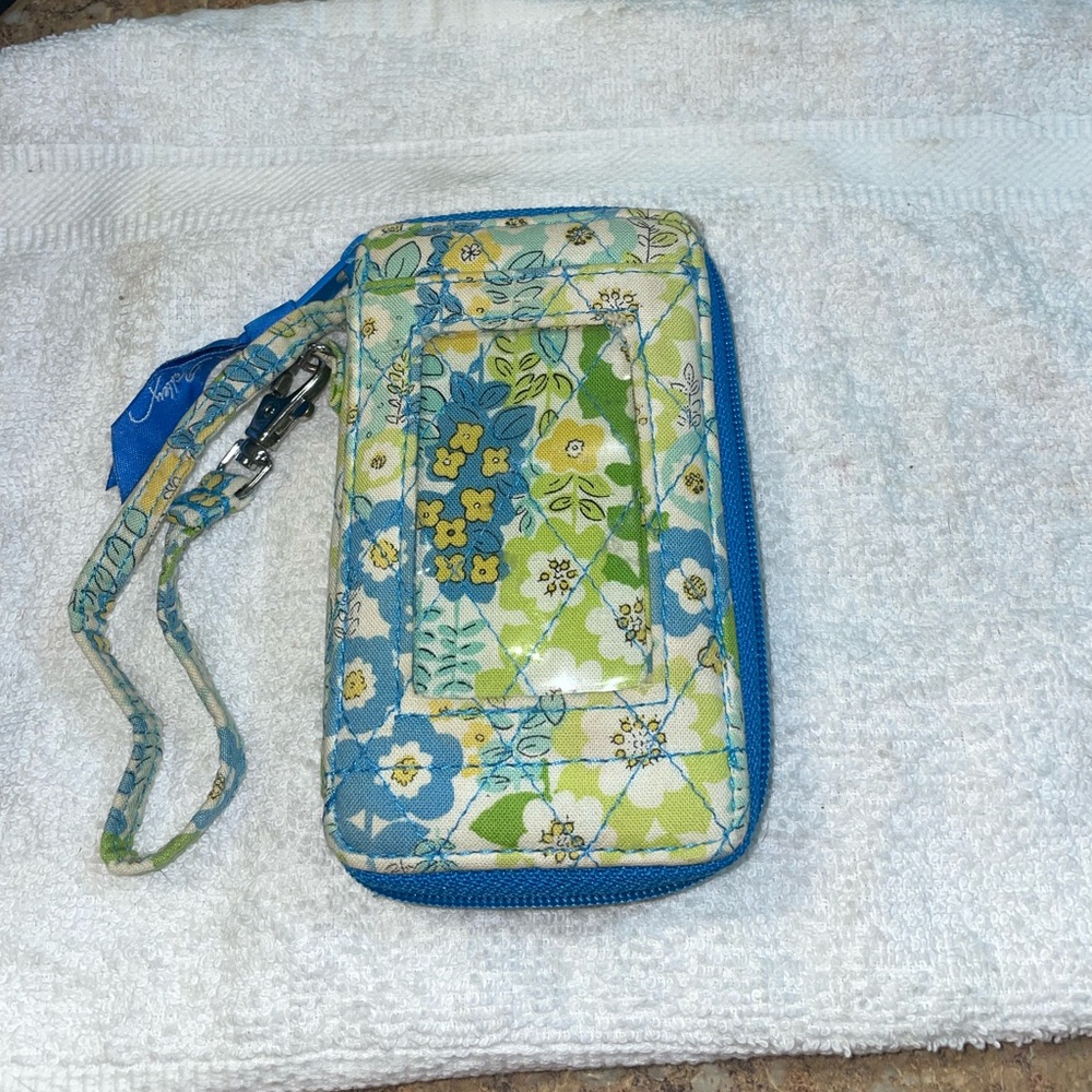 Floral Green and Blue English Meadows Vera Bradley Wristlet